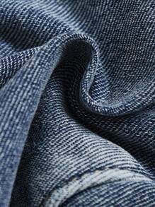 SHEIN MOD 大码女式牛仔美式复古挂脖背心夹克 - 中等水洗藍 - 查看 6