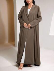 Veilorie Women's Casual Solid Color Lapel NeckSingle-Breasted Abaya, Modest Clothes Dubai Abaya Open Abaya Abaya With Blazer