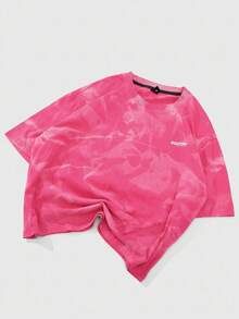 ROMWE MEN Anime Unisex Street Style American Design Zebra Print Short Sleeve T-Shirt - Hot Pink - View 5