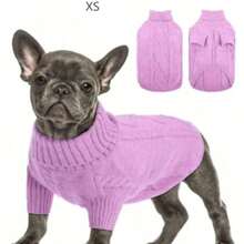 Pet Dog Turtleneck Thick Warm Sweater - Mauve Purple - View 4