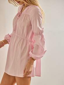 Aralina Váy ngắn tay dài họa tiết boho vintage thường ngày thu/đông dễ thương cho nữ, hoàn hảo cho trang phục sinh nhật và trang phục hòa nhạc đồng quê cho nữ - Hồng - Xem 3