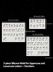 1 套/3 套 3D 字母数字硅胶软糖模具，大写小写卡通巧克力粘土烘焙工具、糖果模具、蛋糕装饰用品