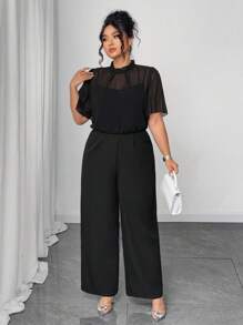 Auvina 大码女式优雅度假夏季通勤连体衣 - 黑色 - 查看 4