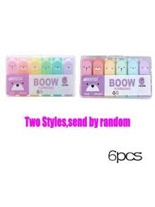 4/5/6 szt. Kawaii Bear Highlighter Pens Cute Stationery Markers Oblique Tip Candy Color Fluorescencyjny Pastel Pen School Supplies Powrót do szkoły