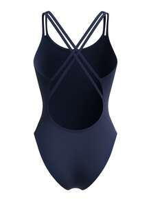 Nike Traje de baño de una pieza para mujer con tiras entrecruzadas sin espalda