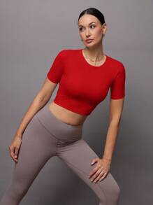 Activina Top abierto de espalda rojo para mujer para yoga y pilates - Rojo - Ver 5