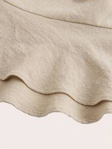 Elaquor 法式荷叶边下摆加大码纯色短裤 - 彩色 - 查看 10