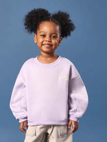 SUMWON Kids Oversized Studios Logo Sweatshirt Autumn Winter Casual Pullover Long Sleeve Wear Streetwear Jumper With Ribbed Trim Fall - Purple - View 1