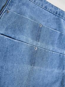 SHEIN MOD Plus Size Women's Casual Non-Stretch Denim Mini Skirt, Summer - Blue - View 6