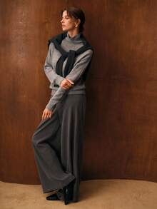 MOTF PREMIUM 100% 羊毛高领毛衣，优雅日常穿着，秋冬 - 灰色 - 查看 6