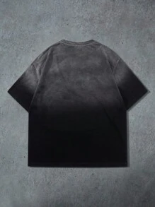 ROMWE MEN Street Life 男士斑马纹和水钻印花 T 恤，适合日常穿着，春夏季 - 黑色 - 查看 2