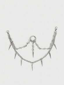 ROMWE 2pcs Gothic Punk Style Dark Rivet Thorn Chain DIY Shoe Decor, Add Mysterious Vibe To Your Shoes, Suitable For Women And Men - Compact, Delicate, Multifunctional Fashion Item, Halloween Shoe Decoration To Set The Mood