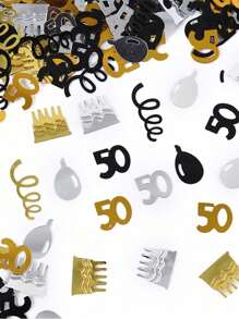 SHEIN 15g/袋黑金数字五彩纸屑装饰 18/30/40/50/60 岁生日快乐派对周年纪念桌面散落用品，圣诞节 - 彩色 - 查看 20