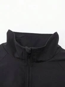 SHEIN Teenage Boys' Contrast Color Print Long Sleeve Jacket,In Fall/Winter - Black - View 6
