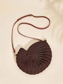 SHECARRY 1 件女士编织单肩包，大容量，海滩度假 - 咖啡棕 - 查看 2