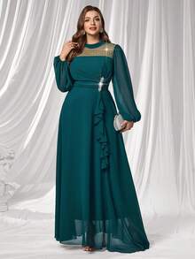 Coutiva Rochie de seară de lux pentru femei, mărime plus, elegantă și elegantă - Verde inchis - Vizualizare 8