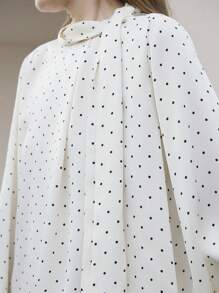 Uhlyne 女士波尔卡圆点印花长袖宽松时尚上衣 - 香檳色 - 查看 3