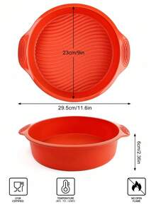 SHEIN Basic living 1 pieza Molde para pastel redondo de silicona antiadherente de 9 pulgadas, forro de cocina para freidora de aire, papel para freidora de aire, freidora de aire - Rojo - Ver 3