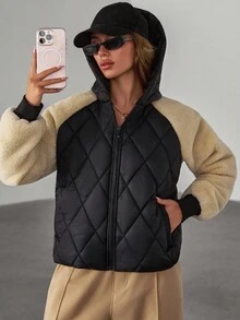 EURMUSE Women Solid Elegant Good Quality Teddy Detailed Casual Winter Coat - Black - View 5