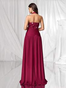 Coutiva Women's Formal Evening Gown (Heavily Embellished) Sequin Dress  Lace Dress Red Dress Burgundy Dress Luxury Evening Dresses For Women - Burgundy - View 5