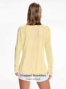 GLOWMODE Áo thun dài tay thể thao rộng rãi Modal Make Moves Relaxed Sports Casual Casual Summer Compression Shirt - French Vanilla - Xem 2