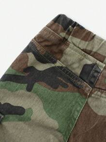 Denimly Infant Boys' Casual Daily Urban Street Elastic Waist Multi-Pocket Simple Comfortable Washed Denim Camouflage Cargo Pants Fall Winter - Multicolor - View 3