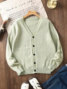 Teenager (Male) Solid Color Minimalist Casual Cardigan Kids Cardigan Kids Sweater V Neck Cardigan Girls Cardigan Sweater Sage Green Cardigan Button Down Cardigan V Neck Cardigan Kids Knit Cardigan Kids Sage Green Cardigan Kids Fall Winter Knit Sweater Sweater For Tweens Sweaters For Teen Boys