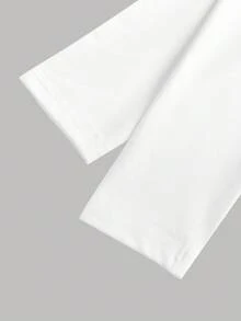 SHEIN Girlism Teen Girls Casual Elastic Half-Zip V-Neck Snug Fit Long Sleeve Tee, Basic Essential Autumn Winter Outerwear Fall - White - View 4