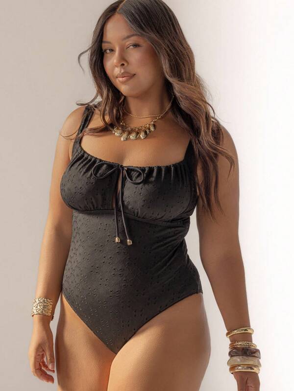 Aralina Fall / Winter Curve Women One Piece Broidery Floral Embroidery Detail Tummy Control One Piece Swimsuit Perfect For Beach Vacation Or Spa Day Outfit Going Out Outfit