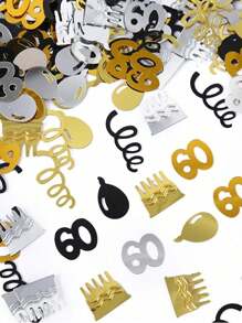 SHEIN 15g/袋黑金数字五彩纸屑装饰 18/30/40/50/60 岁生日快乐派对周年纪念桌面散落用品，圣诞节 - 彩色 - 查看 19