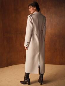 MOTF PREMIUM WOOL BELTED SPLIT OVERCOAT FOR AUTUMN & WINTER - Apricot - View 6