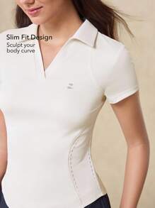 OutZeal 女款 Cool Touch 修身 Polo 紧身 T 恤 运动高尔夫日常 - 白色 - 查看 3