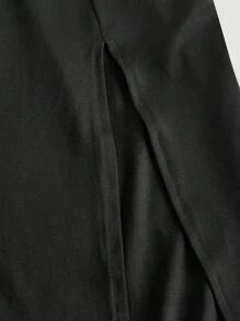 SHEIN MOD Plus Size Women Black Bodycon Midi Skirt With Pearl Waist Belt,Elegant,Autumn Dinner,All-Match Long Skirt For Parties,Old Money Style,Brunch,Goth - Black - View 6