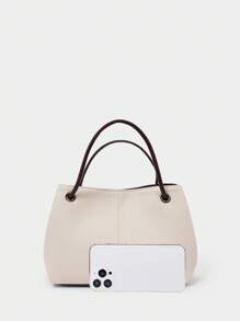 SHECARRY 女士时尚大容量手提包，适合日常使用 - 杏色 - 查看 2