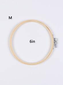 Crea diseños de bordado hermosos con esta 1 pieza de aro circular de madera, herramienta de artesanía manual de costura DIY - Beis - Ver 9