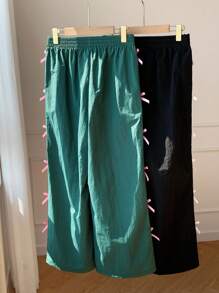 Comfortcana 2025 秋季新品女款两件套休闲 Y2k 侧条纹蝴蝶结裤两件套 Y2k 下装，返校季，撞色裤子，侧条纹松紧腰休闲宽松运动裤，休闲百搭，适合日常街头穿着，工装裤，秋季女装 - 彩色 - 查看 2