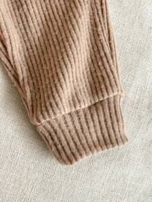 SHEIN 2 Stücke Baby Mädchen Set mit Rundhals Strickjacke Pullover & Leggings mit elastischem Bund, lässige koreanische Mode Outfit mit Mütze, bequem & weich für Herbst/Winter