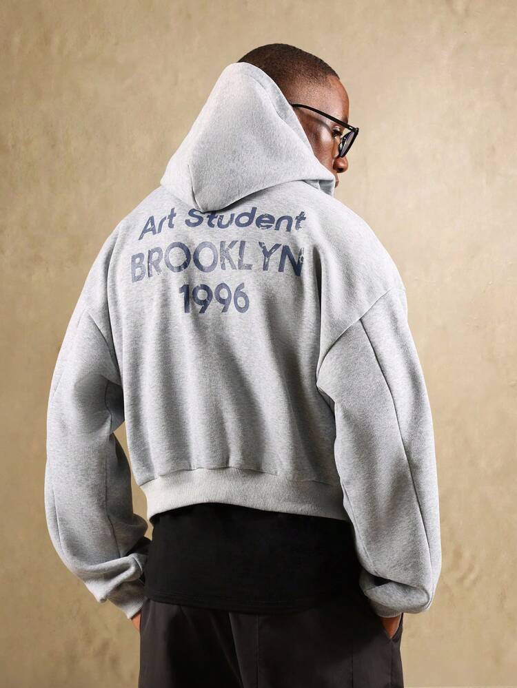 Oversized Crop Hoodie With Art Student Brooklyn Print