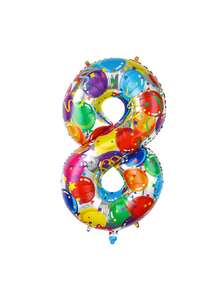 1pc Number Shape Aluminum Decorative Balloon, Creative For Party Decoration - Multicolor - View 11