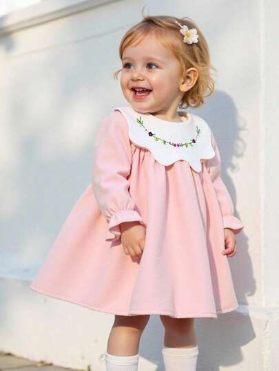 Souflis Souflis 女童甜美可爱刺绣长袖连衣裙