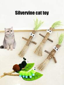 PETSIN 1 Peça Brinquedo de Catnip de Madeira, Lagarta, Formiga, Formato Fofo de Homem de Madeira, Autoentreterimento para Gatos, Boneca de Limpeza Oral, Bastão de Moagem de Catnip de Madeira para Filhotes de Gato, Brinquedo para Animais de Estimação - Multicolorido - Visão 1