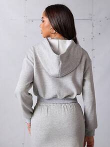 Streetz SHEIN Sport Women's Grey Winter Baggy Activewear Sweatshirts, Fleece Pullover Sweatshirt, Athletic University Style Loungewear, Retro Streetwear, Casual Workout Apparel - Grey - View 2