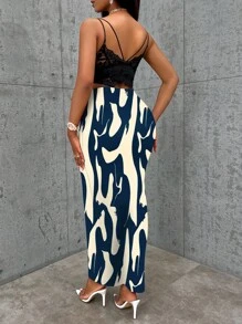 SOLERSUN Váy ôm sát thời trang dự tiệc quyến rũ thanh lịch màu sắc trừu tượng in kỹ thuật số đầy đủ - Nhiều màu - Xem 2