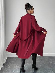 Elenzga Halloween Fashionable Elegant Long Red Windbreaker For Women Winter Fall Autumn