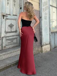 Jeta Ari Saia Maxilar Godê Sólida para Roupas de Ano Novo - Vermelho - Visão 3