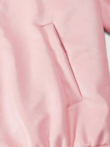 SHEIN MOD Women Pink Vintage Motorcycle Style PU Leather Jacket With Shoulder Strap & Zipper Decor For Women ,Long Sleeve, Autumn/Winter,Halloween Costume, Christmas Clothes ,Rave Outfits ,Winter Jacket Women - Brown - View 6