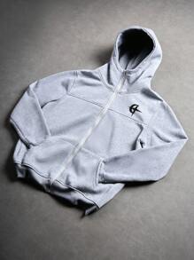 PAVTROS 男士 Streetrush 超大款拉链连帽卫衣，舒适街头风都市时尚休闲运动外套，冬季必备，灰色拉链连帽衫，拉链连帽衫，健身连帽衫，秋季长袖上衣