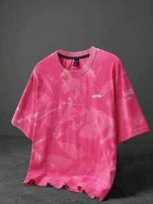 ROMWE MEN Anime Unisex Street Style American Design Zebra Print Short Sleeve T-Shirt - Hot Pink - View 1