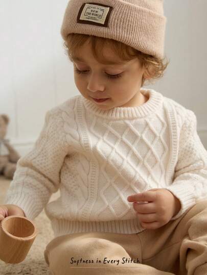 Cozy Pixies Baby Boys' Solid Color Crew Neck Long Sleeve Pullover Sweater, Casual & Versatile Baby Sweater Baby Boy Sweater Baby Girl Sweater,In Fall/Winter