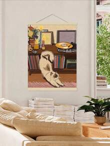 SHEIN Pôster em tela Niche Art Cat (1 unidade), decoração de parede abstrata, estilo art déco, sem moldura. - Multicolorido - Ver 6